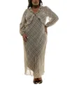 Taylor Plus Size Chiffon Ruffled V-neck Maxi Dress In Gray