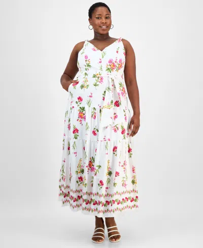 Taylor Plus Size Floral V-neck Sleeveless Maxi Dress
