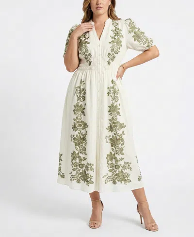Taylor Plus Size Short-sleeve V-neck Maxi Dress In White