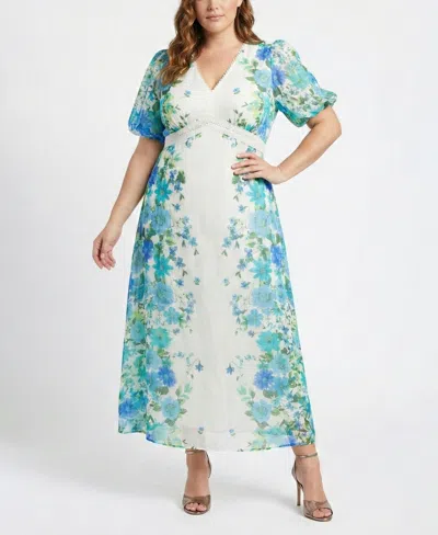 Taylor Plus Size V-neck Maxi Dress In Multi