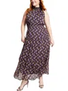 TAYLOR PLUS WOMENS TIERED POLYESTER MAXI DRESS
