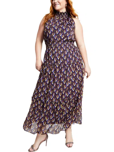 Taylor Plus Womens Tiered Polyester Maxi Dress In Multi