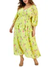 TAYLOR PLUS WOMENS TIERED SMOCKED MAXI DRESS