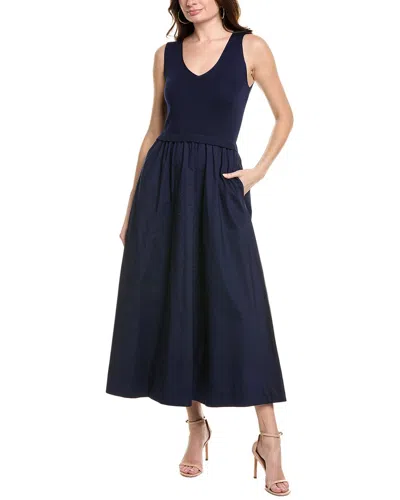 Taylor Poplin Skirt Midi Dress In Blue