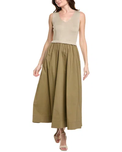 Taylor Poplin Skirt Midi Dress In Grey