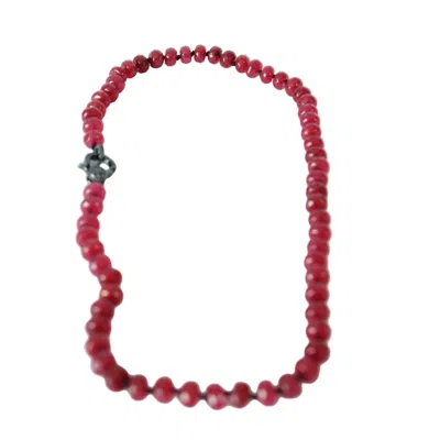 Taylor Reese Women's Black / Red Garnet Dyed Jade Hand Knotted Candy Crush Necklace In Multi