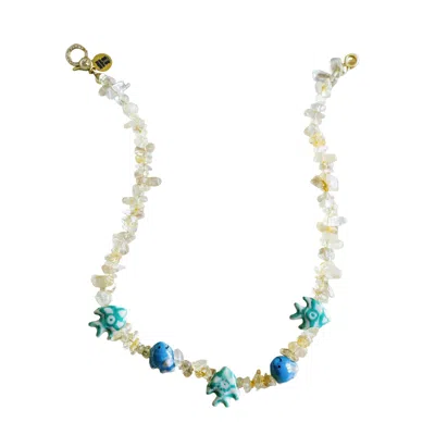 Taylor Reese Women's Blue / White / Yellow Citrine Fish Necklace In Multi