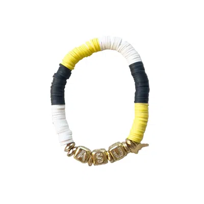 Taylor Reese Women's Gold / Black / Yellow Appalachian State - Asu Pave Stretch Bracelet In Multi