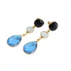 Taylor Reese Women's Gold / Blue / Black The Prowl Onyx With Blue Topaz Gemstone Earring In Multi