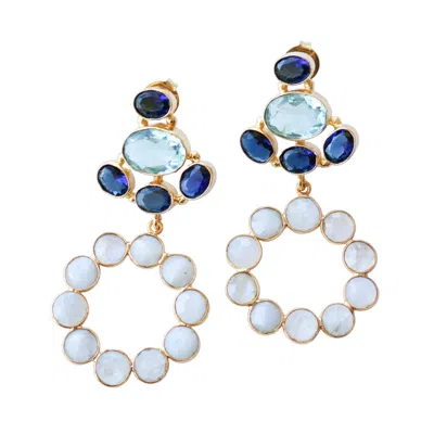 Taylor Reese Women's Gold / Blue Blue Moon Gemstone Earrings In Multi