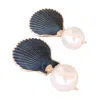 Taylor Reese Women's Gold / Blue / White Navy Shell Pearl Earrings In Multi