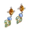 Taylor Reese Women's Gold / Green / Blue Fresh Bloom Gemstone Earrings In Multi