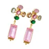 Taylor Reese Women's Gold / Green / Pink The Princess Gemstone Earring In Multi