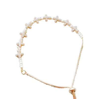 Taylor Reese Women's Gold Pave Cross Slider Bracelet