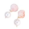Taylor Reese Women's Gold / Pink / White Natural Shell Pearl Earrings In Multi