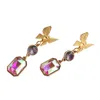 Taylor Reese Women's Gold / Purple Crystal Butterfly Earring In Multi
