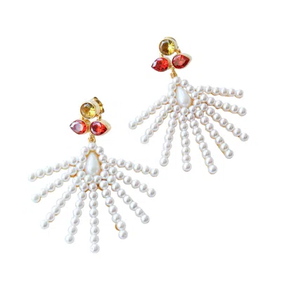 Taylor Reese Women's Gold / White / Orange The Grand Palm Gemstone Earrings