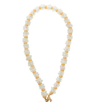 Taylor Reese Women's Orange / Gold / White African Glass + Peach Glass Necklace