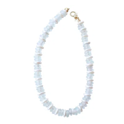 Taylor Reese Women's White African Glass + Coin Pearl Necklace