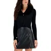 Taylor Ribbed Collar Cardigan In Black In Black