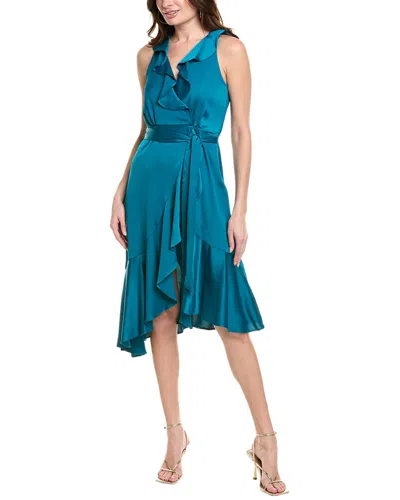 Taylor Ruffle Midi Dress In Blue