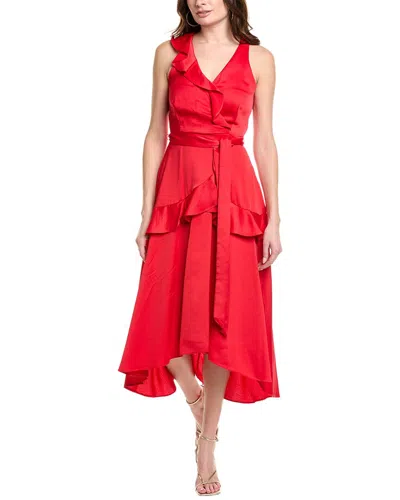 Taylor Ruffle Midi Dress In Red