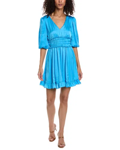 Taylor Rumple Satin Mini Dress In Blue