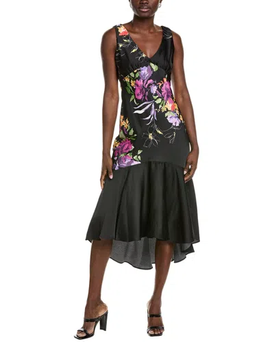 Taylor Satin Back Crepe Midi Dress In Black