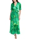 Taylor Plus Size Flutter-sleeve Faux-wrap Maxi Dress In Green