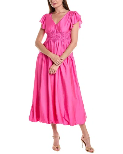 Taylor Satin Midi Dress In Pink