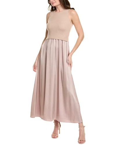 Taylor Satin Skirt Midi Dress In Beige