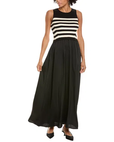 Taylor Satin Skirt Sweaterdress In Black
