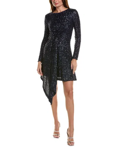 Taylor Sequin Mesh Embellished Mini Dress In Blue