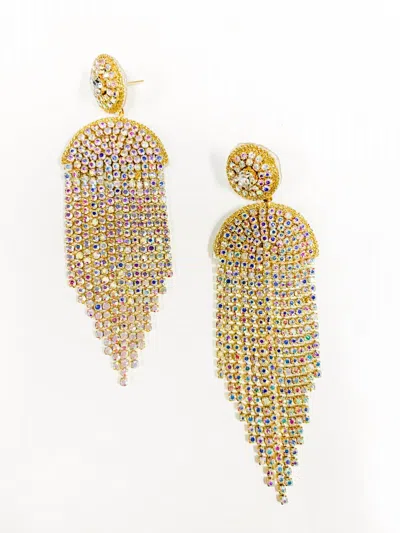 Taylor Shaye Chain Dazzle Drop Earrings In Iridescent In Blue