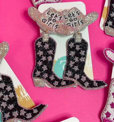Taylor Shaye Let's Go Girls Beaded Boots In Black And Silver In Red