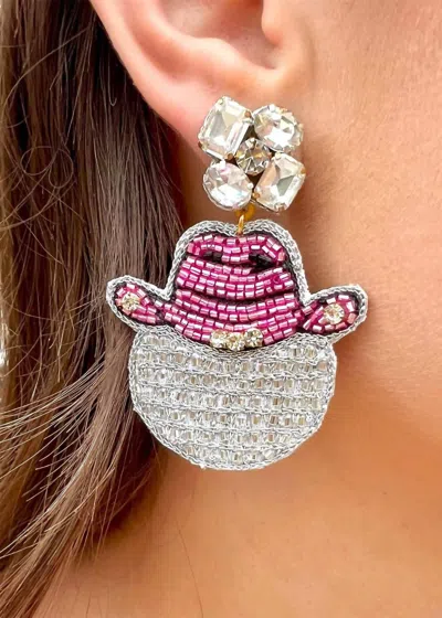 Taylor Shaye Women's Disco Cowgirl Earrings In Silver/pink In Metallic