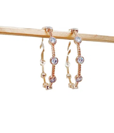 Taylor Shaye Women's Meghan Hoop Earrings In Gold/crystal In Silver