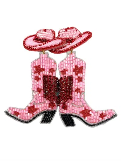 Taylor Shaye Women's Virginia Beaded Boots Earrings In Pink