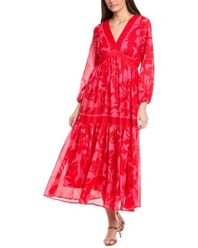 Taylor Shirred Midi Dress In Red