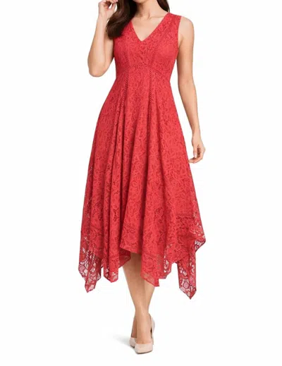Taylor Sleeveless V-neck Lace Midi Dress In Poppy In Multi