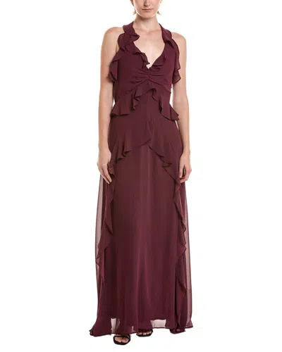 Taylor Solid Maxi Dress In Burgundy