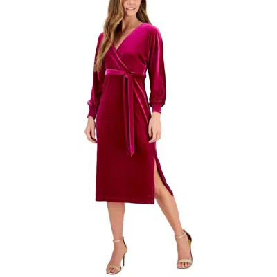 Taylor Solid Velvet Midi Dress In Pink Topaz In Multi