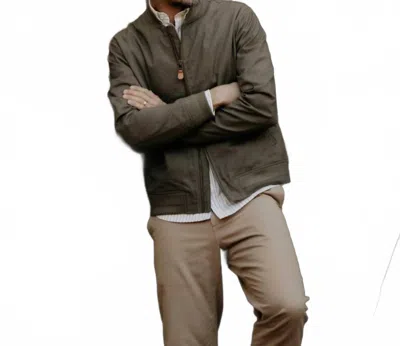 Taylor Stitch Bomber Jacket In Fatigue Olive Dry Wax In Brown