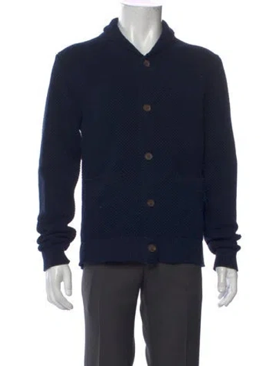 Pre-owned Taylor Stitch Collar Long Sleeve Cardigan In Blue