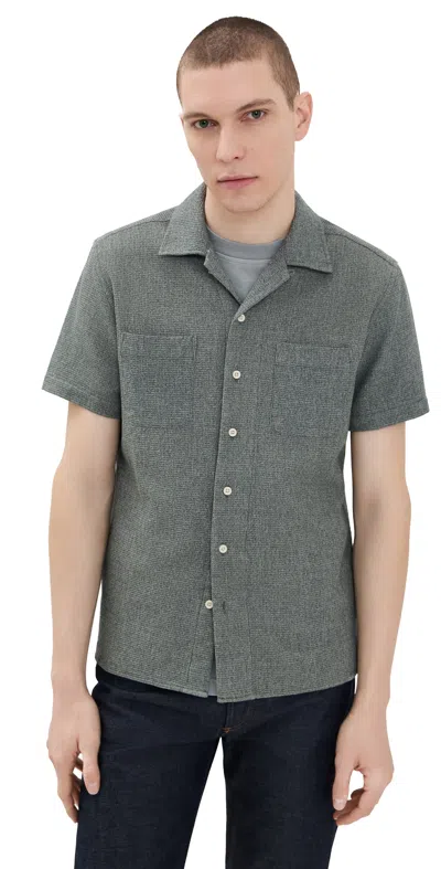 Taylor Stitch Conrad Waffle Knit Shirt Deep Sea Twist