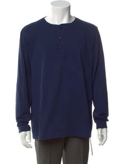 Pre-owned Taylor Stitch Crew Neck Long Sleeve Henley In Blue