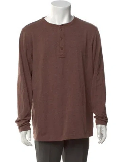 Pre-owned Taylor Stitch Crew Neck Long Sleeve Henley In Brown