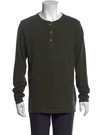 Pre-owned Taylor Stitch Crew Neck Long Sleeve Henley In Green