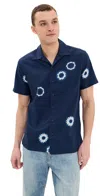 Taylor Stitch Davis Dailola Print Short Sleeve Shirt Dark Navy Geo In Dark Navy Geo