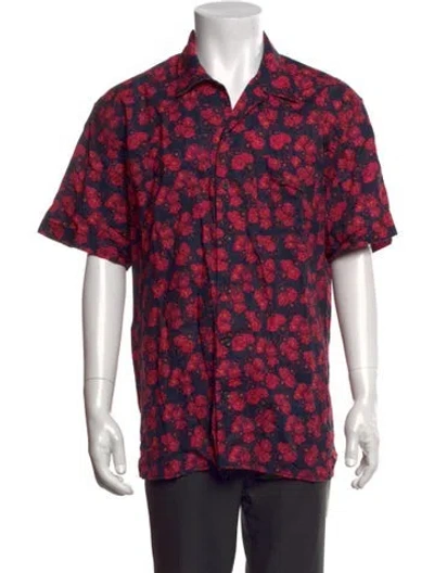 Pre-owned Taylor Stitch Floral Print Short Sleeve Shirt In Black